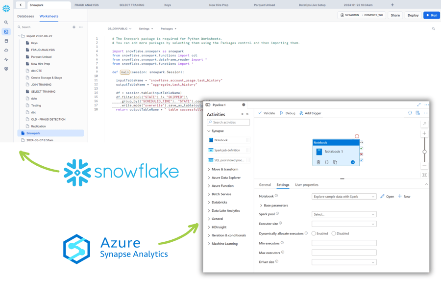 Azure Synapse vs Snowflake: Snowpark and Synapse Notebook